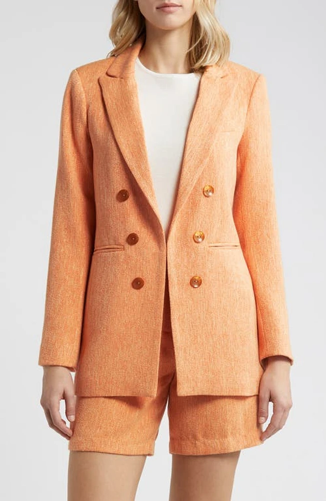 Tahari ASL Tweed Double Breasted Boyfriend Jacket Salmon at Nordstrom,