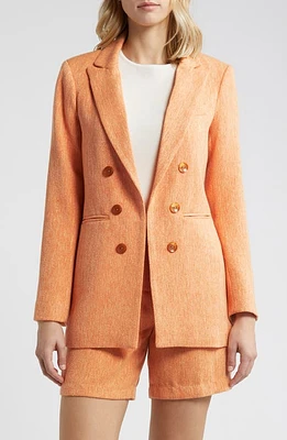 Tahari ASL Tweed Double Breasted Boyfriend Jacket Salmon at Nordstrom,