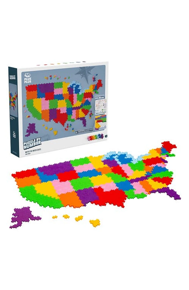 Plus-Plus USA 1400-Piece Map of USA Puzzle by Number in Multi-Color/Mix at Nordstrom