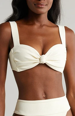 MONTCE Hayden Knotted Rib Bikini Top Cream at Nordstrom,