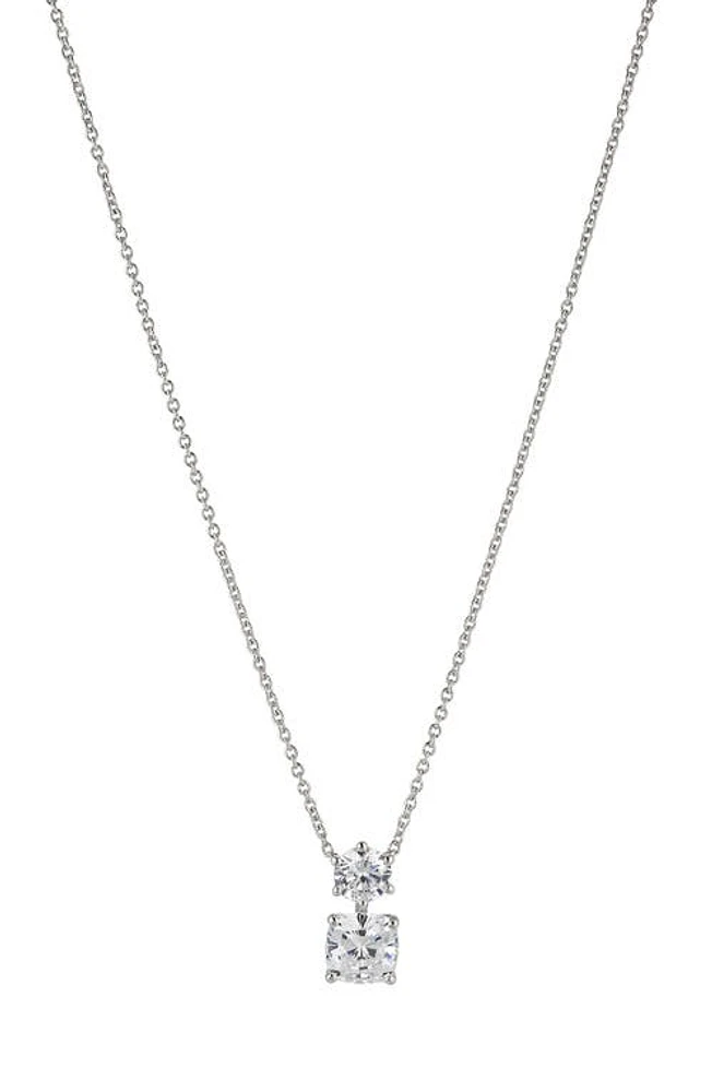 Nadri Double Solitaire Pendant Necklace in Rhodium at Nordstrom