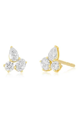 EF Collection Triple Diamond Cluster Stud Earrings in 14K Yellow Gold at Nordstrom