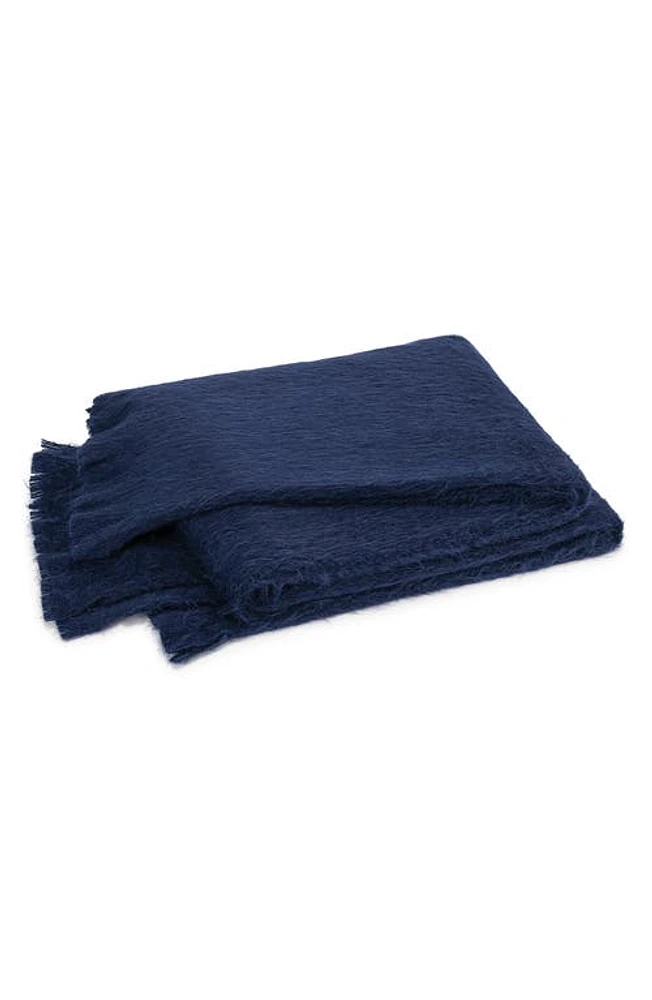 Matouk Bruno Alpaca & Merino Wool Throw Blanket in Navy at Nordstrom