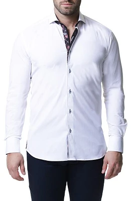 Maceoo Wall Street Regular Fit Stretch Solid Button-Up Shirt White at Nordstrom,