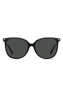 Polaroid 57mm Polarized Cat Eye Sunglasses in Black /Gray Polarized at Nordstrom