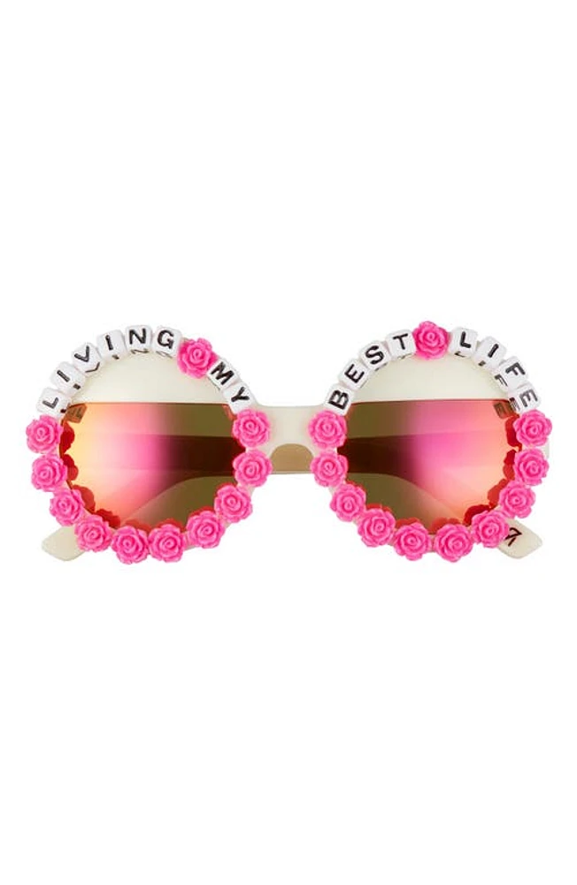 Rad + Refined Living My Best Life Round Sunglasses in Hot Pink/Green Mirrored at Nordstrom