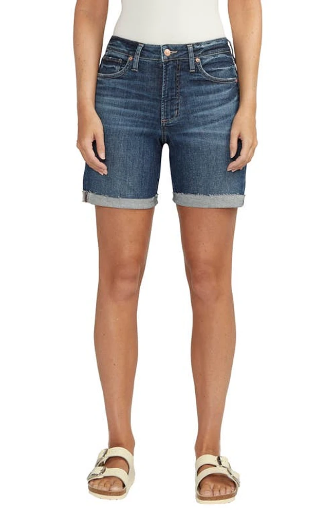 Silver Jeans Co. Sure Thing High Waist Cutoff Denim Shorts in Indigo at Nordstrom, Size 27