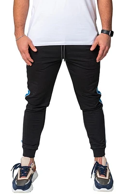 Maceoo Side Stripe Skinny Fleece Joggers Black at Nordstrom,