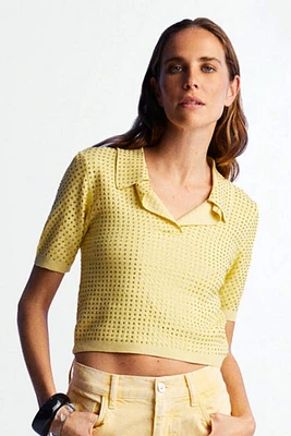 Nocturne Rhinestone Embroidered Knitwear Top in Yellow at Nordstrom