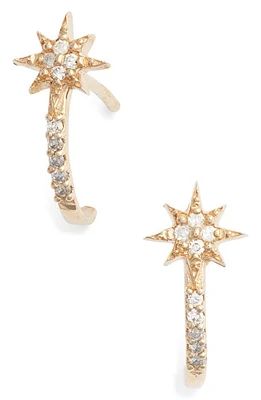 Anzie Diamond Star Half Hoop Huggie Earrings in Gold at Nordstrom