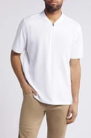 Johnston & Murphy Quarter Zip Jacquard Pima Cotton Blend Knit Polo White at Nordstrom, R