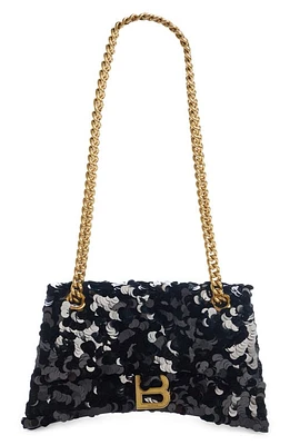 Balenciaga Crush Sequin Chain Strap Shoulder Bag in Black at Nordstrom