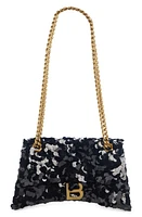 Balenciaga Crush Sequin Chain Strap Shoulder Bag in Black at Nordstrom