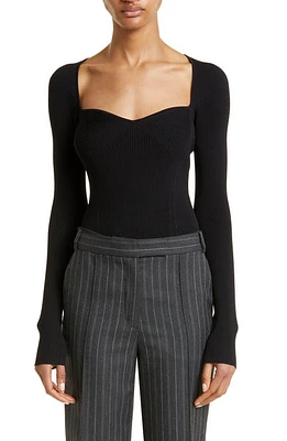 Simkhai Giuliana Rib Sweetheart Sweater Black at Nordstrom,