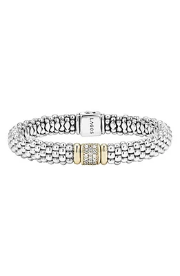 LAGOS Diamond & Caviar Station Bracelet in Sterling Silver/Gold at Nordstrom, Size 6.5