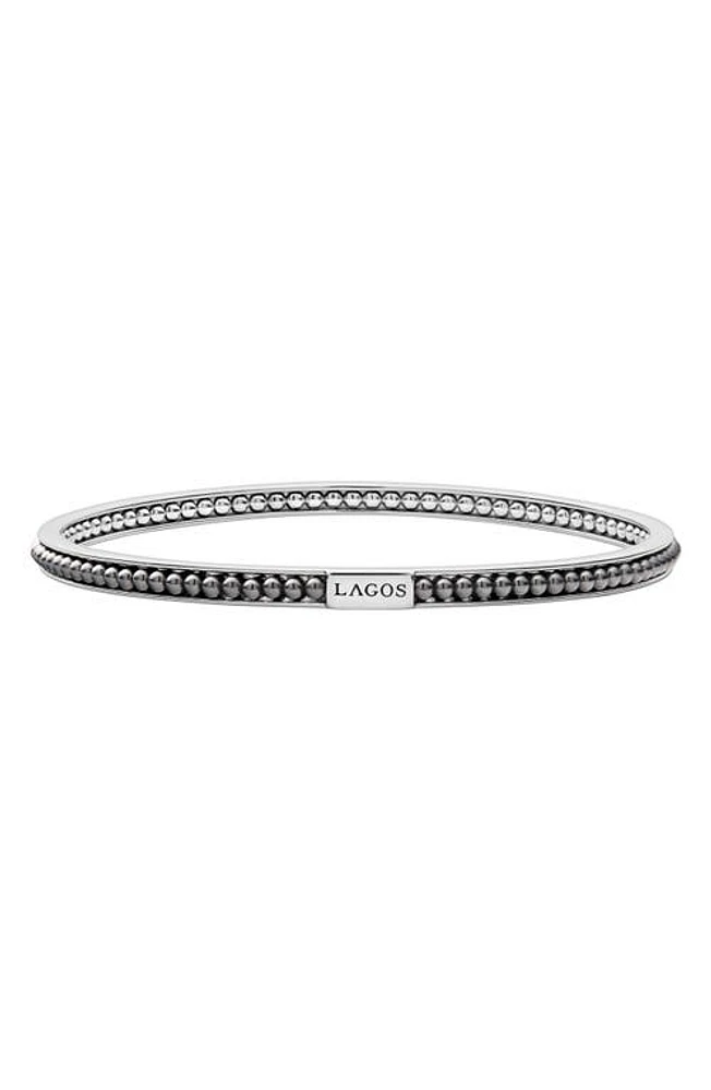 LAGOS Caviar Icon Beaded Bangle Bracelet in Silver/Hematite at Nordstrom