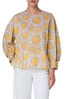 Akris punto Sunflower Print Deconstructed Cotton Poplin Top Sun-Multicolor at Nordstrom,