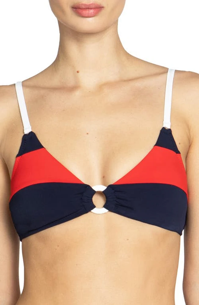 Robin Piccone Babe Triangle Bikini Top Navy Combo at Nordstrom,