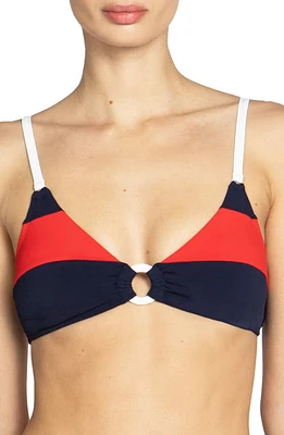 Robin Piccone Babe Triangle Bikini Top Navy Combo at Nordstrom,