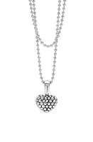 LAGOS Sterling Silver Heart Long Strand Pendant Necklace in Medium Beaded Heart at Nordstrom