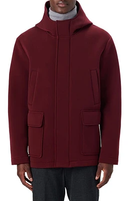 Bugatchi Full Zip Hooded Water Repellent Bomber Jacket Cabernet at Nordstrom,