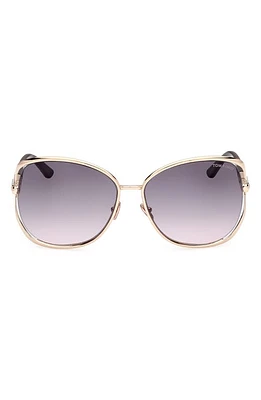 TOM FORD Marta 62mm Oversize Round Sunglasses in Shiny Rose Gold Black /Smoke at Nordstrom