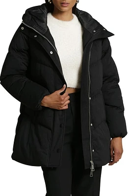 Avec Les Filles Thermal Puff Hooded Puffer Jacket Black at Nordstrom,