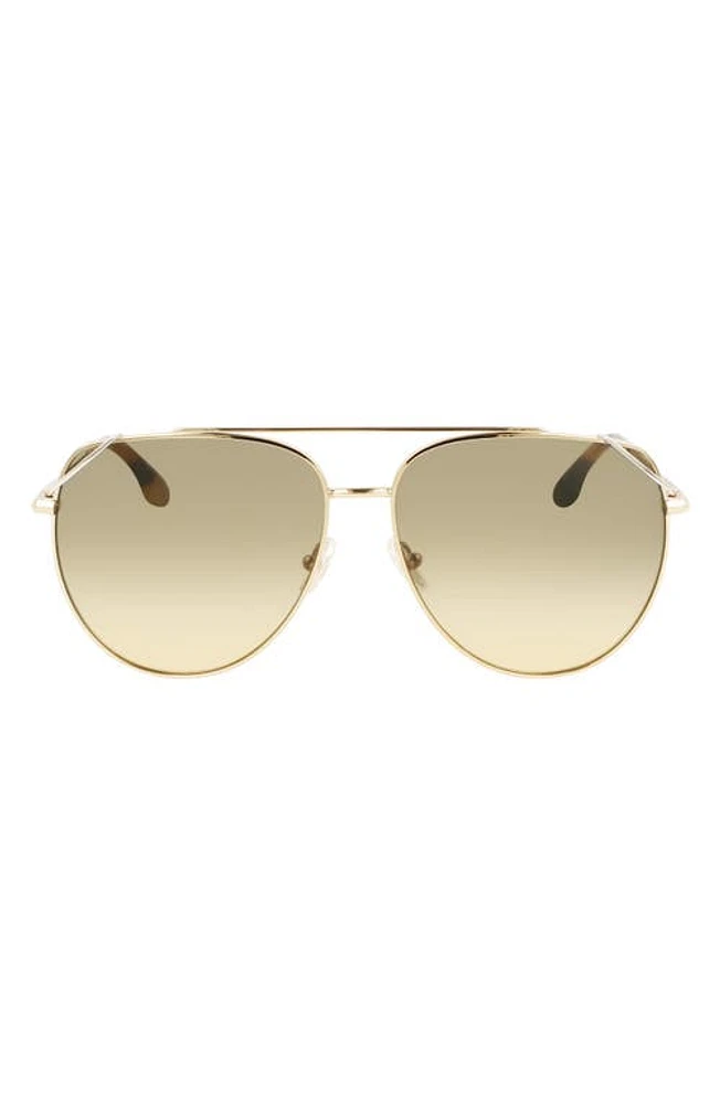 Victoria Beckham 61mm Aviator Sunglasses in Gold-Khaki at Nordstrom