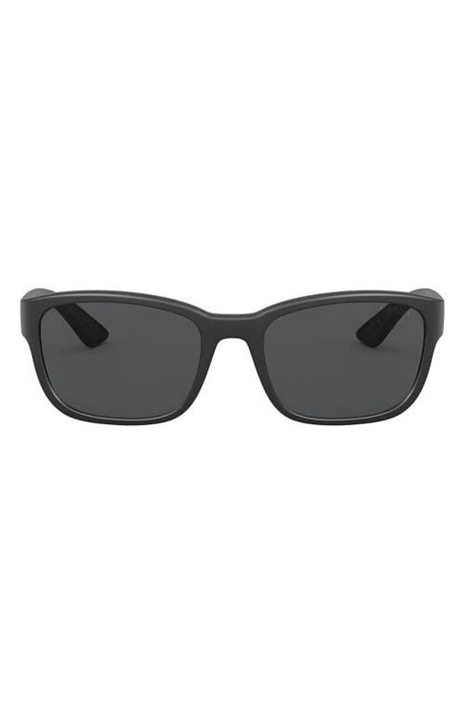 Prada Pillow 57mm Rectangle Sunglasses in Black Demi Shiny/Dark Grey at Nordstrom