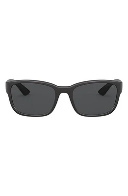 Prada Pillow 57mm Rectangle Sunglasses in Black Demi Shiny/Dark Grey at Nordstrom