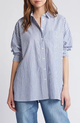 Madewell The Oversize Straight Hem Signature Poplin Shirt Pure Blue at Nordstrom,