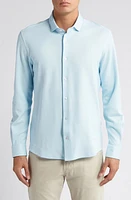 Stone Rose Solid Performance Piqué Button-Up Shirt Light Blue at Nordstrom,