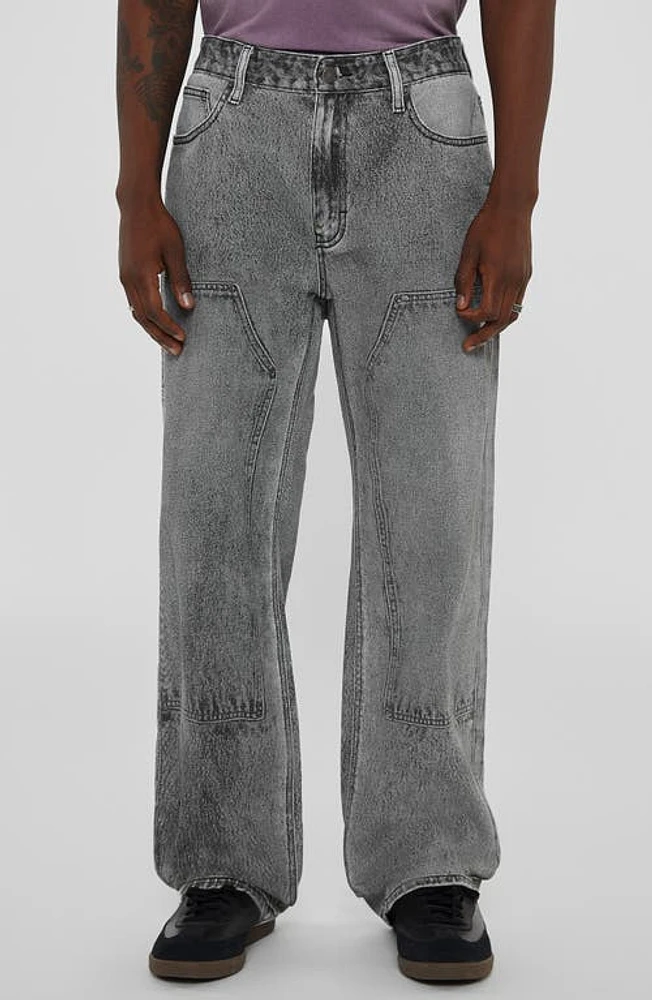 GUESS JEANS Photorealistic Baggy Faux Denim Pants Black at Nordstrom, 32 X