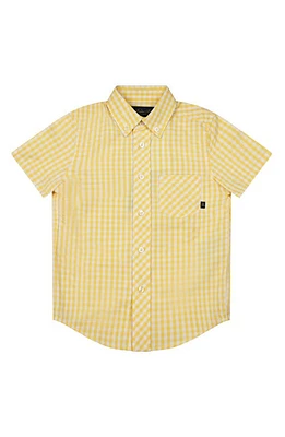 Brooks Brothers Kids' Gingham Short Sleeve Cotton Button-Down Shirt Yellow at Nordstrom,