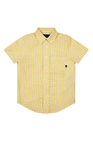 Brooks Brothers Kids' Gingham Short Sleeve Cotton Button-Down Shirt Yellow at Nordstrom,