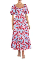 English Factory Tie Back Maxi Dress Blue Multi at Nordstrom,