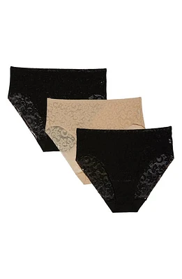 TC Assorted 3-Pack Lace High Cut Briefs Black/Black/Nude at Nordstrom,