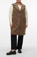 VERO MODA CURVE Sally Long Vest Chocolate Chip at Nordstrom,