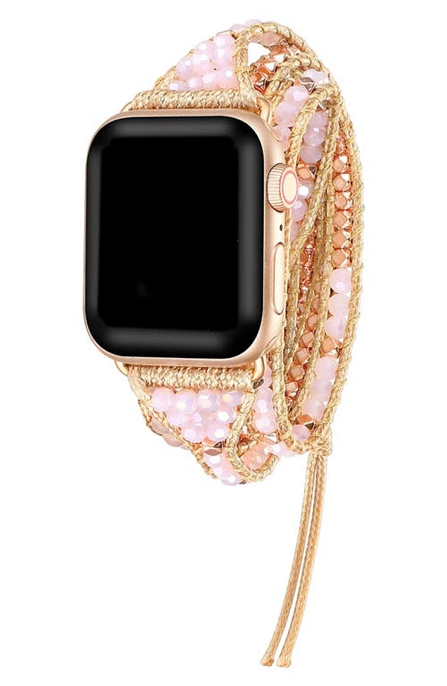 The Posh Tech Beaded Wrap Apple Watch Watchband in Rose Gold /Pink at Nordstrom, Size 42Mm