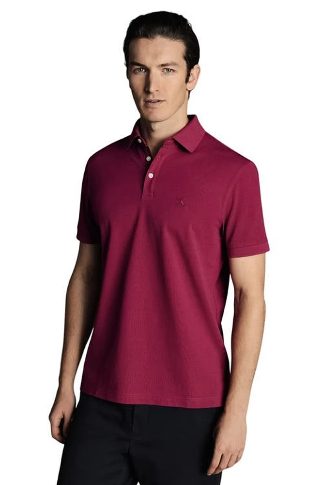 Charles Tyrwhitt Solid Short Sleeve Cotton Pique Polo Bright Pink at Nordstrom,