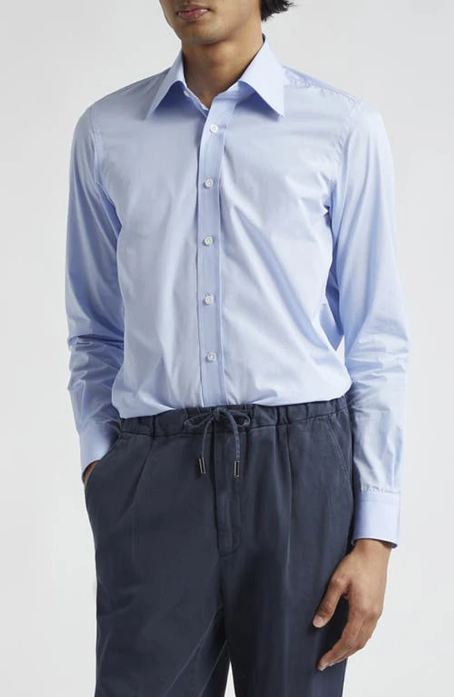 Thom Sweeney Stretch Poplin Button-Up Shirt Sky Blue at Nordstrom,