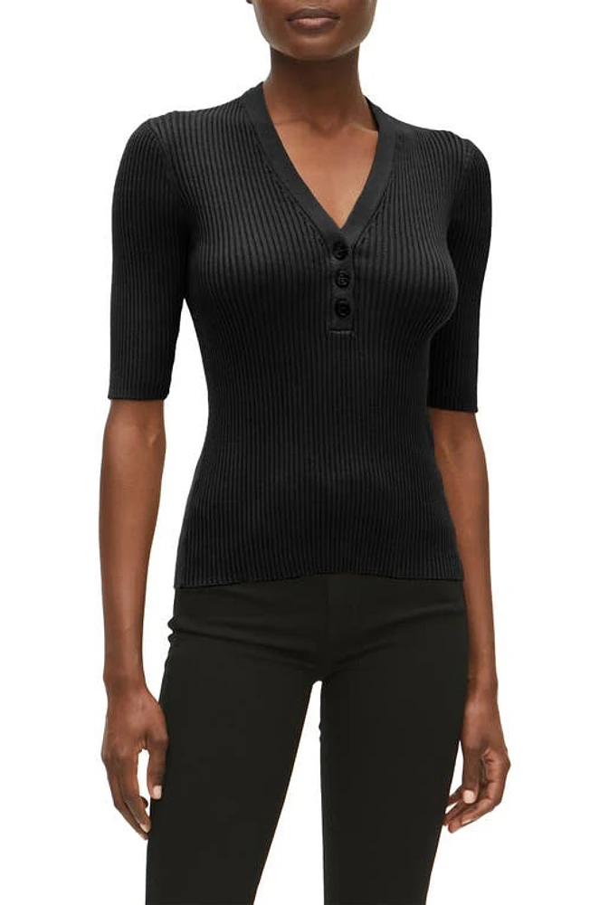 Michael Stars Jeanny Rib Top Black at Nordstrom,