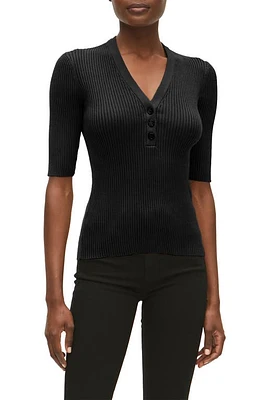 Michael Stars Jeanny Rib Top Black at Nordstrom,