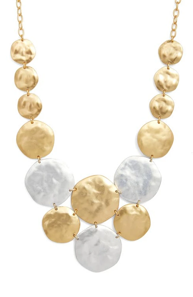 Karine Sultan Hammered Circle Statement Bib Necklace in Mixed Metals at Nordstrom