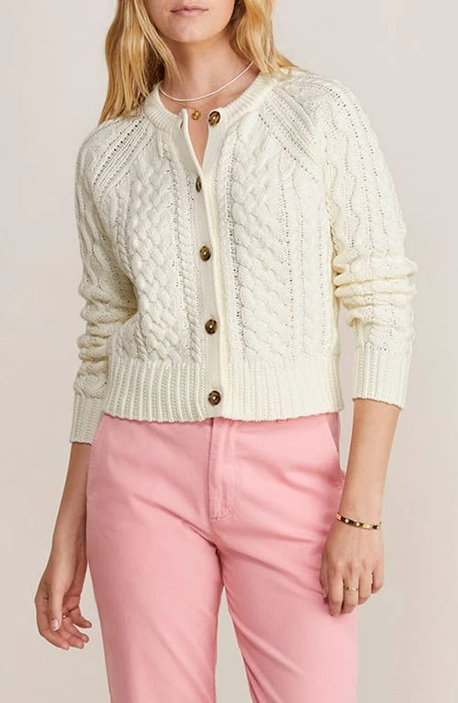 vineyard vines Cable Cardigan in Marshmallow at Nordstrom, Size Xx-Small