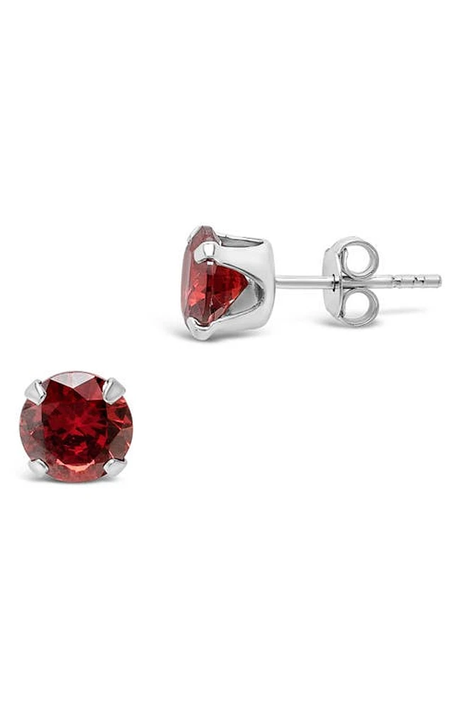 Sterling Forever Sterling Silver Cubic Zirconia Stud Earrings in Garnet at Nordstrom