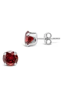 Sterling Forever Sterling Silver Cubic Zirconia Stud Earrings in Garnet at Nordstrom