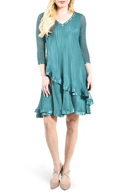 Komarov Bead Trim Tiered Chiffon Cocktail Dress Marine Glass at Nordstrom,