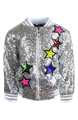 Lola & the Boys Unicorn Sequin Bomber Jacket Silver at Nordstrom,