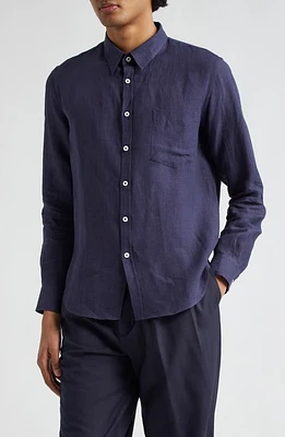 De Bonne Facture Essential Linen Button-Up Shirt Dark Navy at Nordstrom, Us